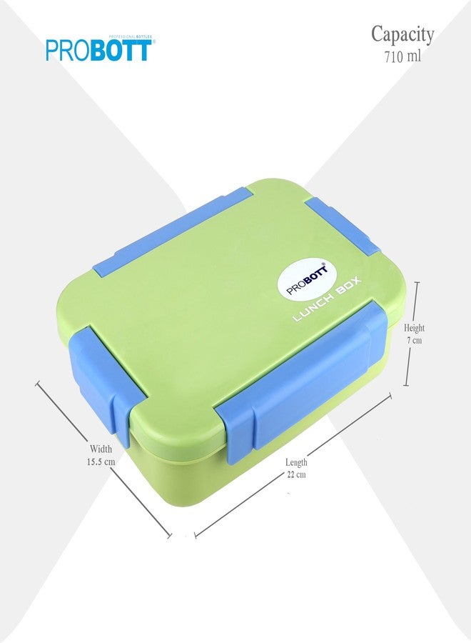 PROBOTT Lunch On 710 ml Stainless Steel Lunch Box, 3 Grid Leak-Proof BPA Free Tiffin Box, Perfect for School, Office, Travel, Picnic | Green - Image 3